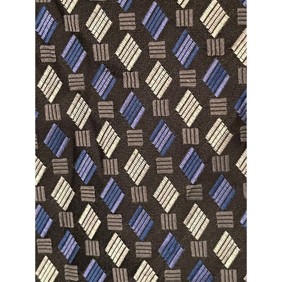 Burma Bibas Black Blue Gray Men’s Neck Tie Made In China - Picture 9 of 9